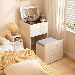 迷你化妆台一体小户型现代简约翻盖实木梳妆台床头收纳柜小型卧室