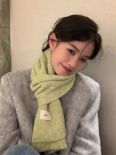 韩国egg马海毛夹花围巾女冬季软糯毛线针织保暖加厚围脖学生ins潮