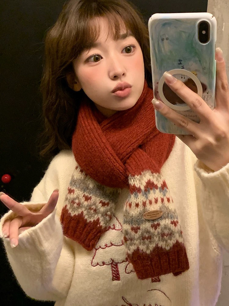 费尔岛新年针织毛线红色围巾女冬季2025新款韩系氛围感保暖围脖,服饰配件/皮带/帽子/围巾,围巾/丝巾/披肩,淘宝优惠券,粉丝福利购,淘宝优惠卷