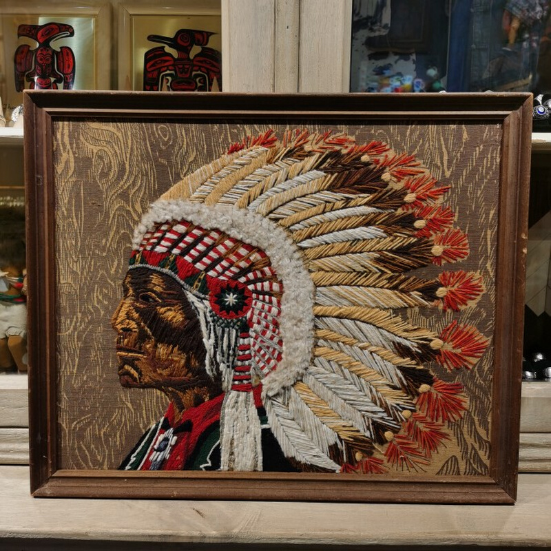 1975年美国印第安霍皮族部落原住民手工绳艺编织酋长实木古董挂画 特色手工艺 其他国家特色 原图主图