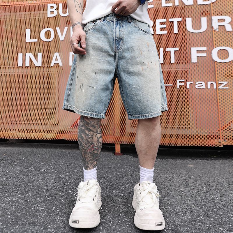 简约潮牌韩版精致涂鸦水洗短裤