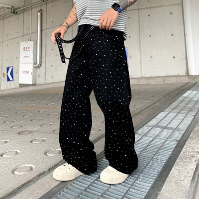 巴黎风烫钻满天星牛仔裤