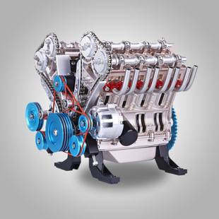发动机模型土星文化全金属拼装V8四缸组装可发动迷你汽车引擎玩具