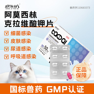 超级淘气宠物阿莫西林克拉维酸钾片猫咪狗感冒药鼻支药宠物消炎药