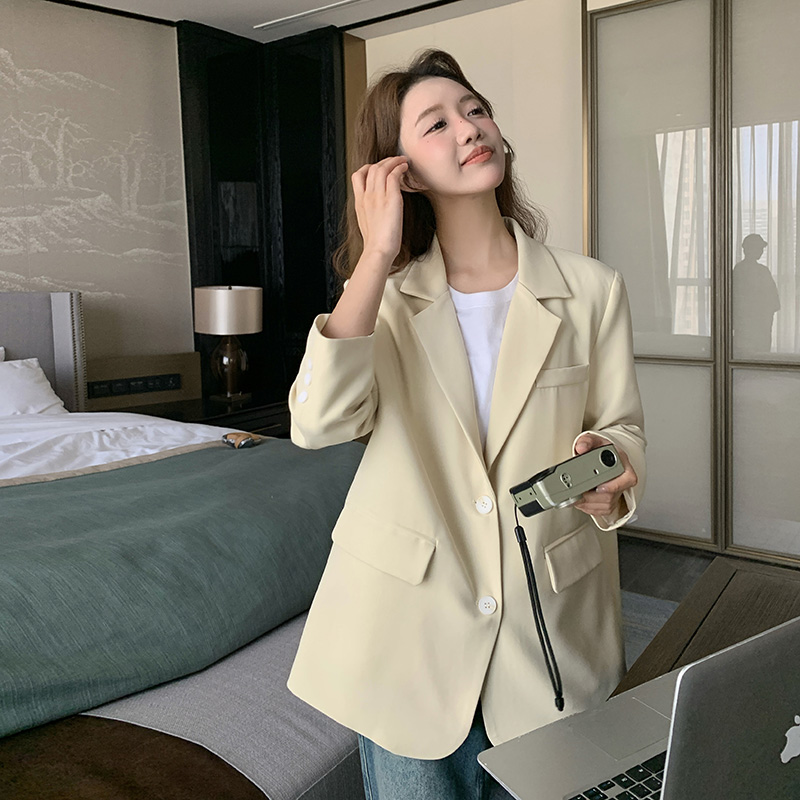 黄色西装女2024春季新款韩版宽松小个子ZB150A-6601-P120-K178，女装西装，浙宝007A（原150A)