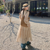 今年流行设计感长袖雪纺连衣裙女2025初春秋新款法式气质收腰长裙，女装连衣裙，浙宝007A（原150A)