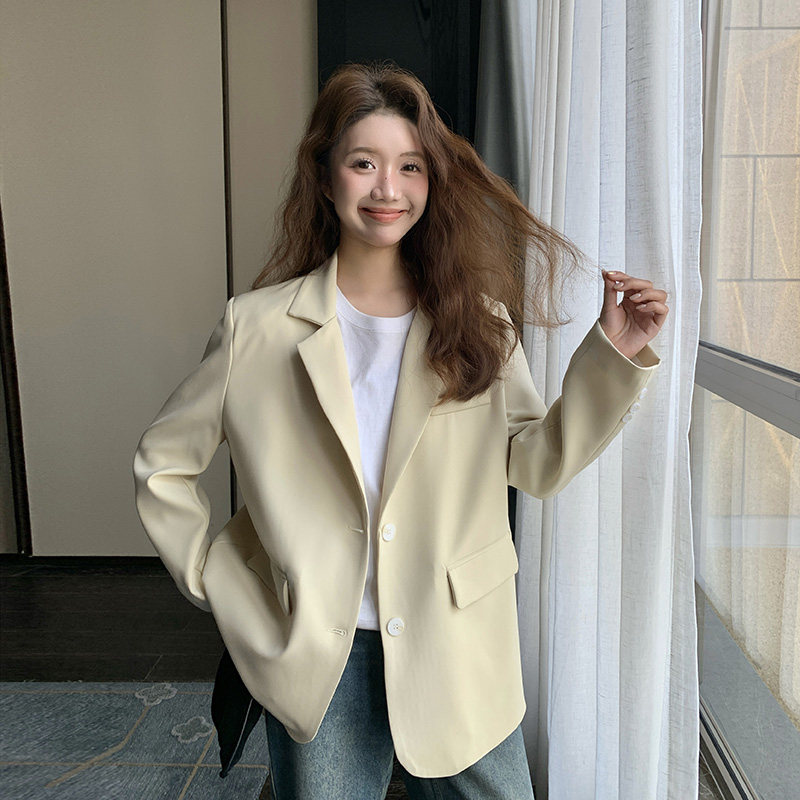 黄色高级感西装外套女2025春秋新款韩版宽松小个子通勤休闲小西服,女装西装,浙宝007A（原150A)