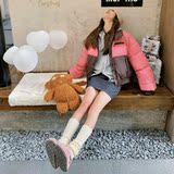粉色拼接短款羽绒服女2025冬季新款独特设计感超好看小个子面包服，女装羽绒服，浙宝007A（原150A)