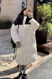 撞色拼接连帽羽绒服女2025冬季新款独特超好看韩系加厚长款面包服，女装羽绒服，浙宝007A（原150A)