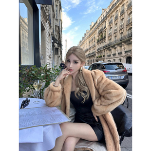 chicbyrr 紫貂 私服丹麦进口皇冠天鹅绒小母貂抽刀工艺中古长款