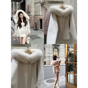 chicbyrr 两色狐狸毛领90%绵羊毛加羊驼毛高支大衣 东京日记