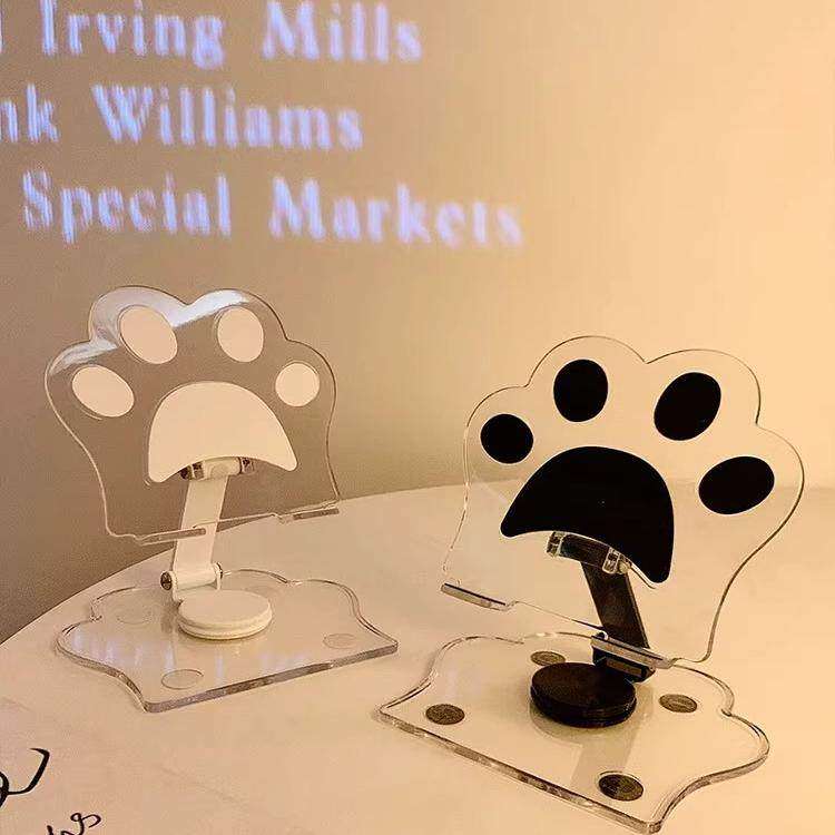 猫爪亚克力360旋转手机支架桌面ipad支架多功能通用平板支撑架便携式可折叠可调节直播支架懒人床头网课神器