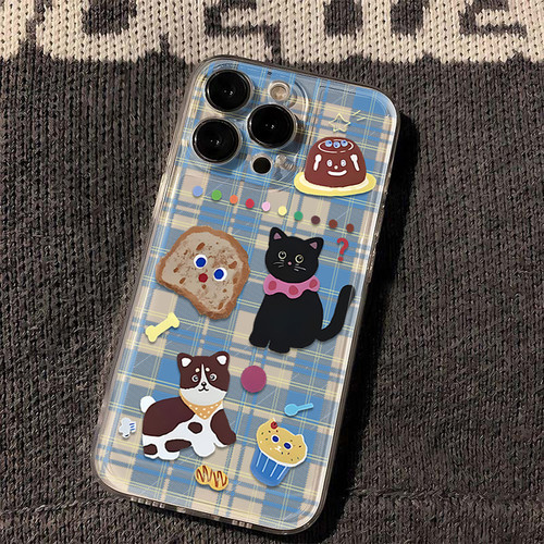 面包小猫小狗适用苹果15promax手机壳iphone14/13个性小众/11pro新款时尚全包软壳防摔xr/xsmax可爱7/8plus女
