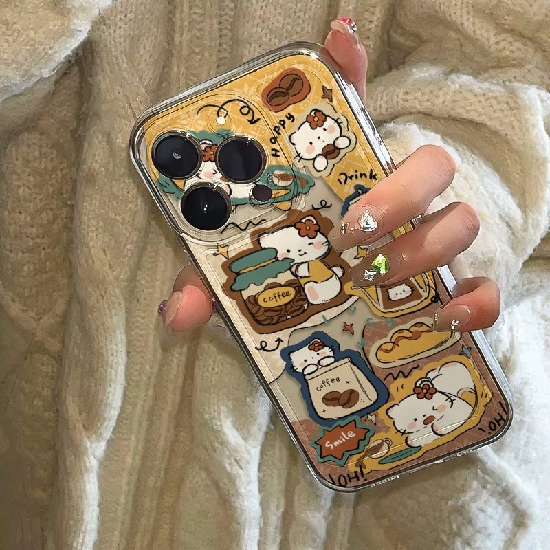 复古猫咪适用苹果16手机壳iPhone15ProMax新款13mini保护套14卡通Pro全包12硅胶plus防摔11小众xr软壳xs女max