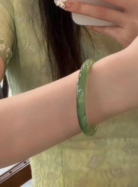 新中式8mm青梅绿茶古风手镯首饰简约高级闺蜜国风手镯2024年新款