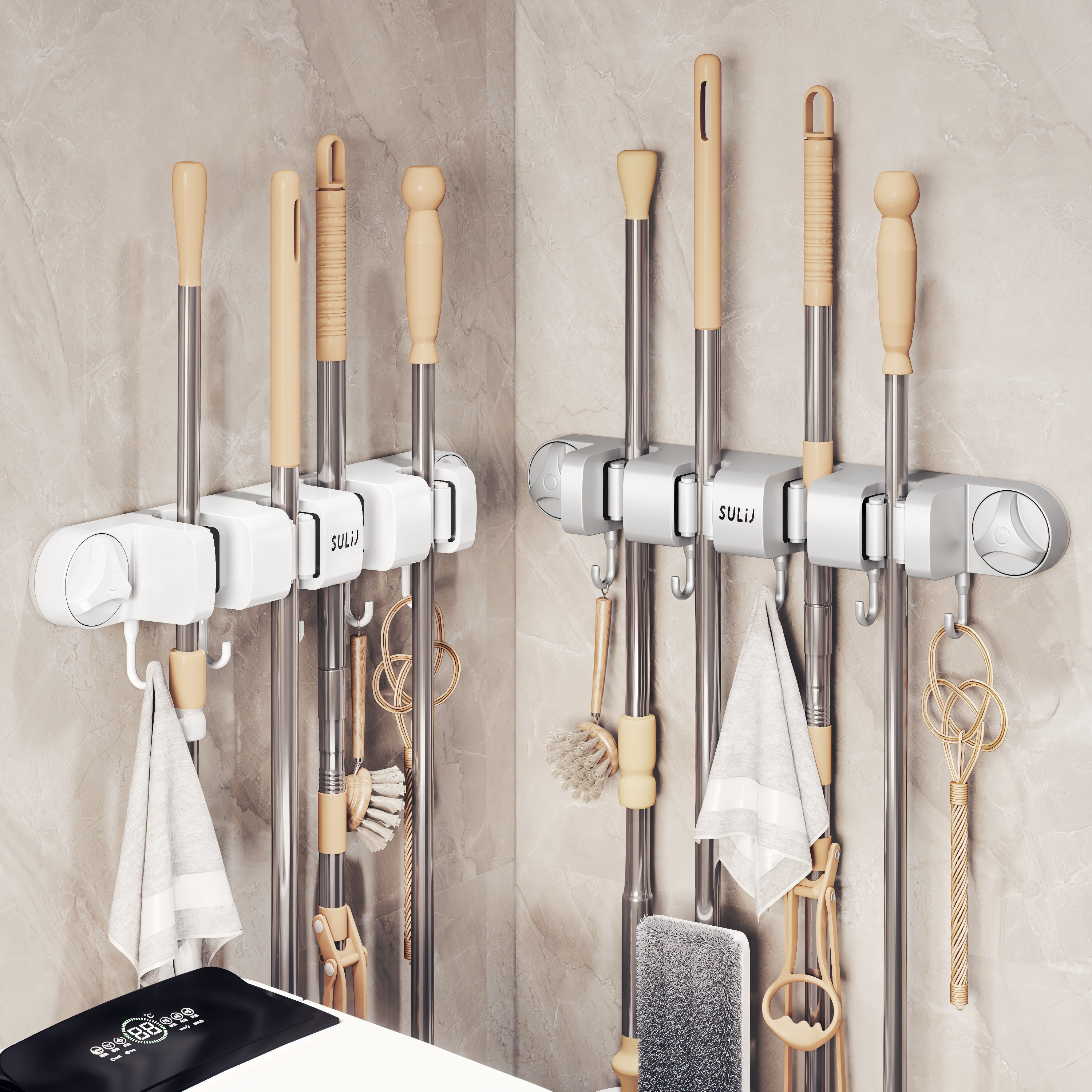 吸盘免打孔拖把夹拖把壁挂夹