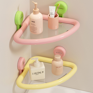 卫生间三角置物架免打孔壁挂式浴室墙上架子厕所洗漱台吸盘收纳架