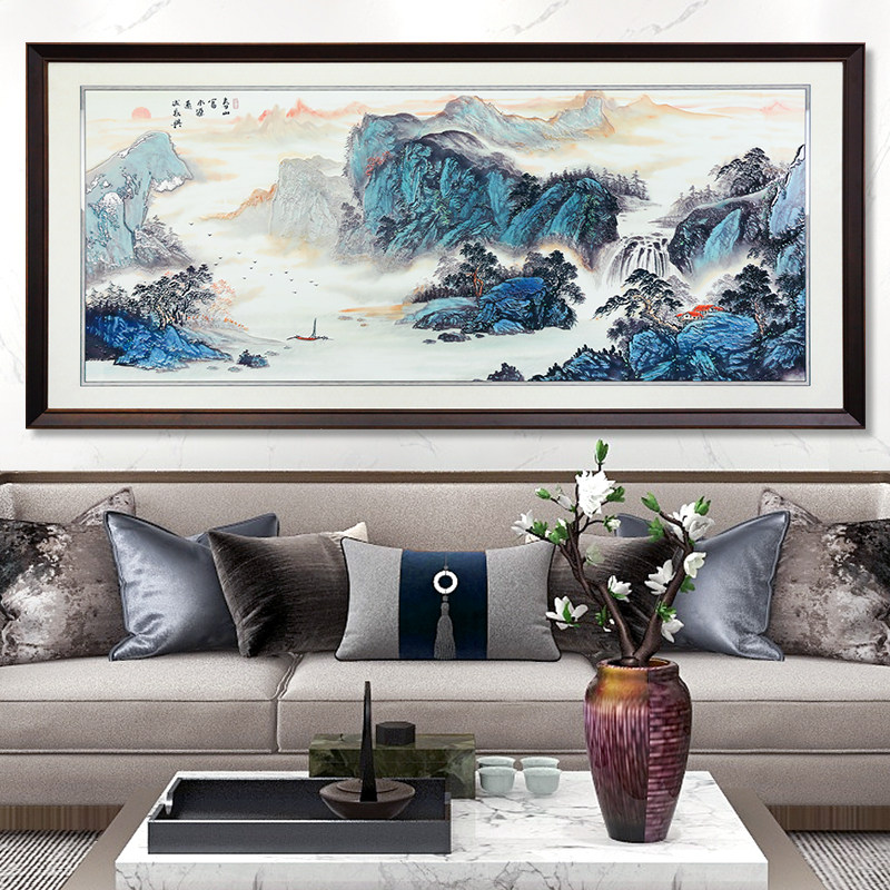 福鑫源装饰画新中式客厅挂画沙发背景墙山水画风水画富春山居图