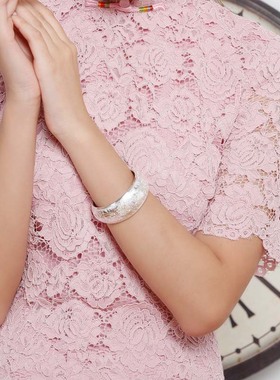 小众设计银饰定制订做手工999纯子手镯女古法中国风时尚个性潮