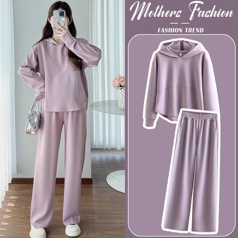 孕妇套装春秋季2024新款休闲洋气连帽长袖卫衣宽松直筒裤子两件套,孕妇装/孕产妇用品/营养,连衣裙,淘宝优惠券,粉丝福利购,淘宝优惠卷