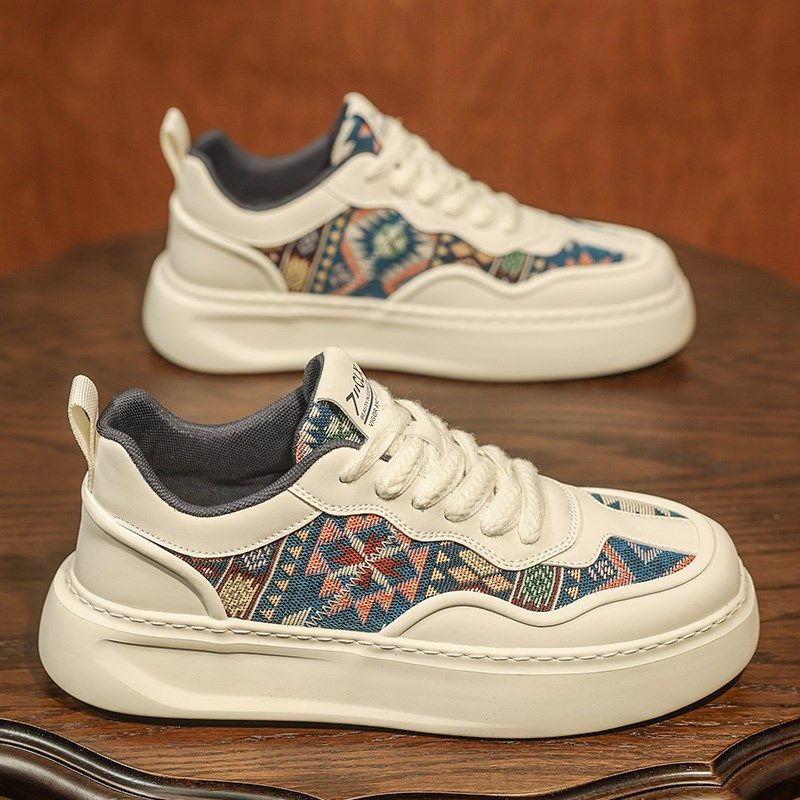 男鞋夏季2025新款透气潮流百搭小众帆布板鞋休闲厚底增高小白鞋男,流行男鞋,休闲板鞋,淘宝优惠券,粉丝福利购,淘宝优惠卷