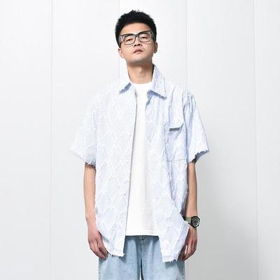 夏天潮流设计感流苏廓形条纹衬衫