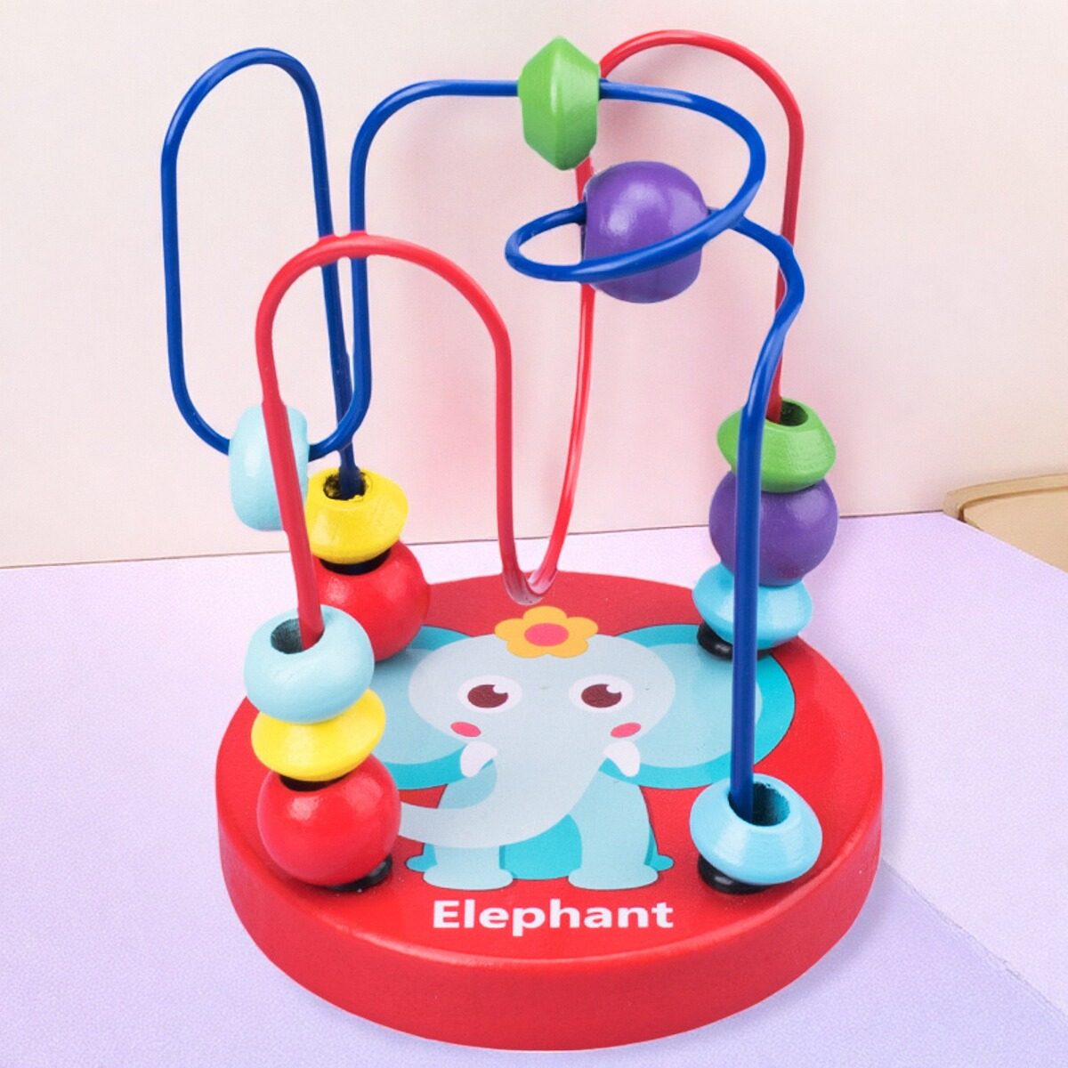 儿童卡通动物迷你小绕珠木制积木