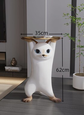 妖娆猫招财d猫咪客厅搬家开业新婚结婚礼物大型落地托盘装饰品摆