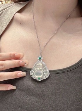 2024新款玉髓大佛项链公新中式吊坠冰透起光高冰贵气百搭高品质