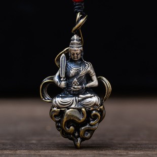 虚空藏菩萨吊坠男属牛项链女属虎守护神纯银汽车挂件本命佛