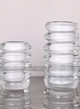 简约白色透c明桌面水晶玻璃小花器算珠花瓶样板间客厅书房笔筒摆