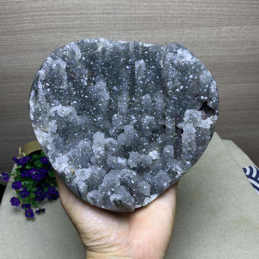 奇石天然乌拉圭紫水晶洞彩晶簇晶花招财聚宝盆钱袋镇宅消磁摆件