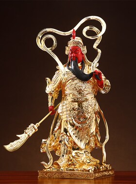 台湾伽蓝韦e陀菩萨纯铜鎏金伽蓝护法佛像铜像家用供佛中式摆件