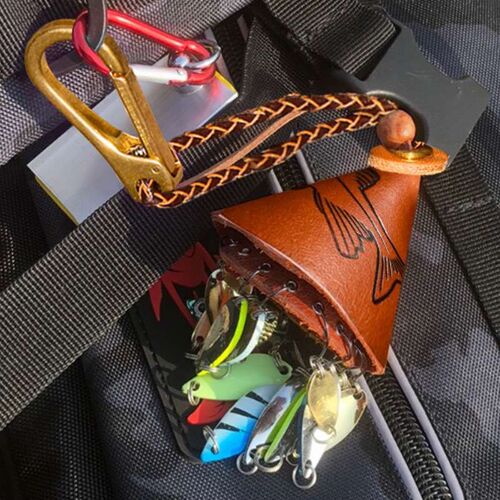 威和 微物溪流路亚亮片铃铛包牛皮手工制作亮片挂饵器收纳包新款
