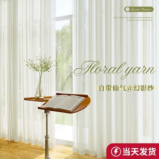 镜面纱梦幻帘网红竖百叶窗帘纱帘透光不透人阳Q台飘窗白纱白色窗