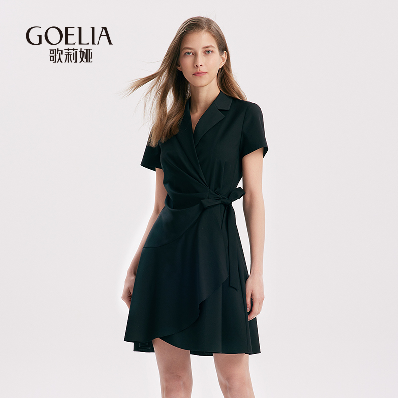 西装领短袖连衣裙
