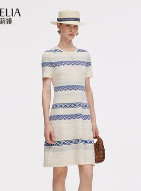 歌莉娅秋季新品提花针织连衣裙1E7L4G0Z0