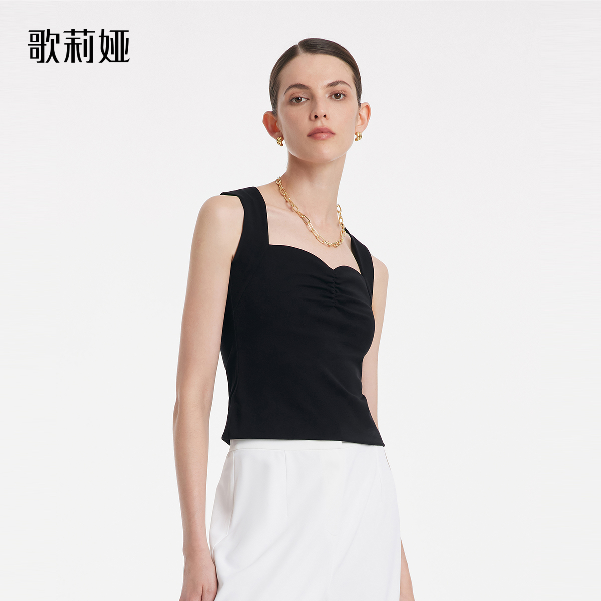 【首降5折】歌莉娅夏季新品针织背心（配可拆卸胸垫）1C4C0A010