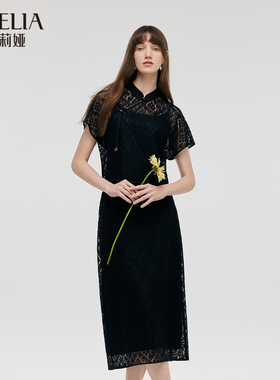歌莉娅新中式蕾丝套装裙女夏国风短袖t恤黑色半裙三件套1C6LAB650