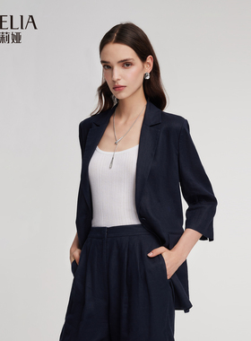 歌莉娅新品亚麻七分袖西装1ESL6M940
