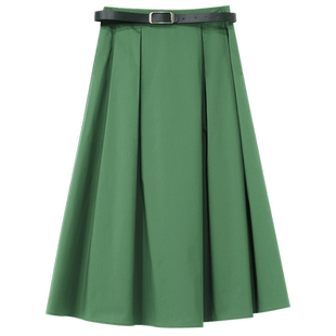 歌莉娅绿色半身裙大码胖mm女夏装通勤气质A字裙子小个子1B5C2B100