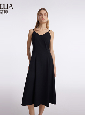 歌莉娅黑色吊带连衣裙女带胸垫2024新款夏无袖V领小黑裙1C5C4K2H0