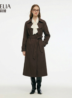 歌莉娅春季新品全亚麻风衣外套（配送本布腰带）1F2J6E910