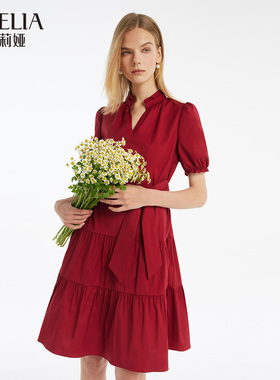歌莉娅红色连衣裙女2024夏季新款气质绝美棉布小红裙子1C4R4K0ZA