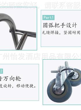 加厚不锈布草车酒店脏服布回钢69410收车长方形手推车草清洁车客