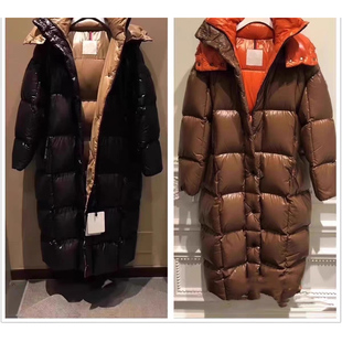 长款 parana黑金拼色厚怕冷人亮面免洗鹅绒外套冬 羽绒服女明星同款