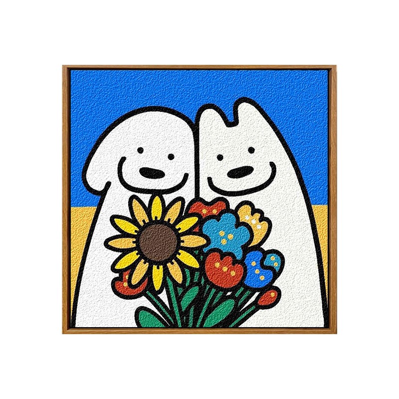 艺术立体石英砂h肌理画diy材料全套手绘填色减压填色丙烯装饰挂画图片