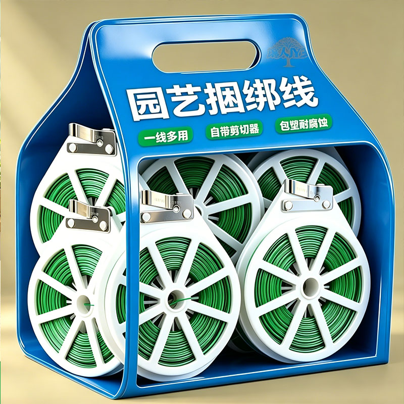 多功能加粗园艺捆扎线辅助爬藤蔓固定器细铁丝包塑扎带绳索扎带