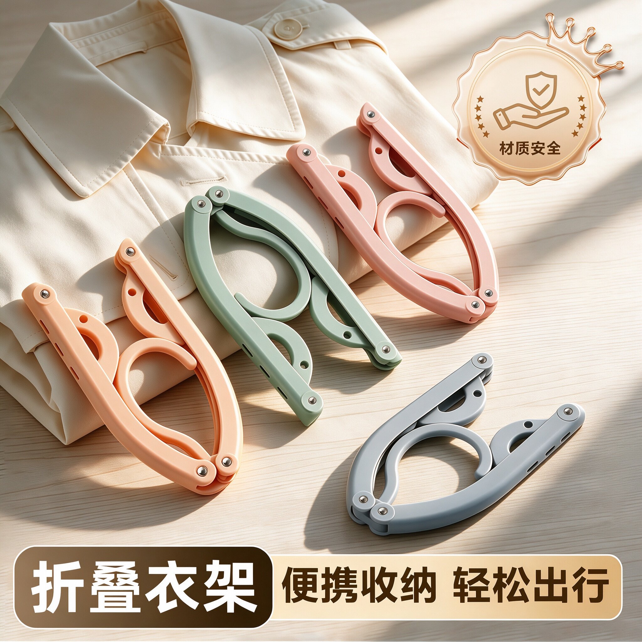 旅行折叠衣架学生宿舍便携收纳旅游酒店晾衣架带夹子家用晾晒衣架