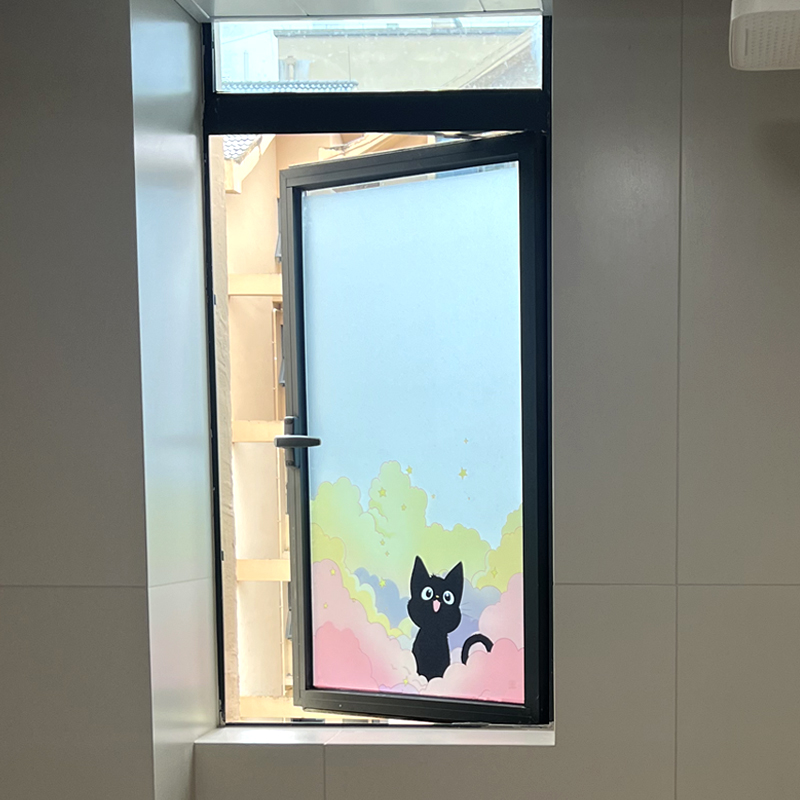 可爱小猫咪浴室窗户玻璃贴可定制